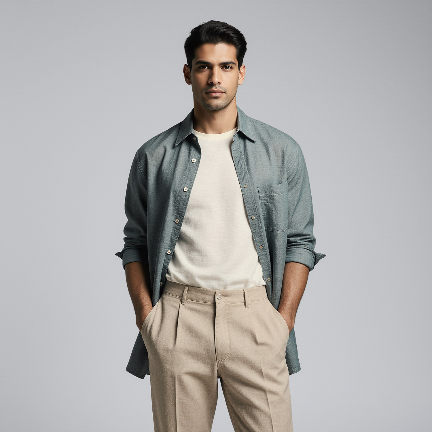 Well-dressed man in refined casual attire representing luxury dry cleaning near Key Biscayne